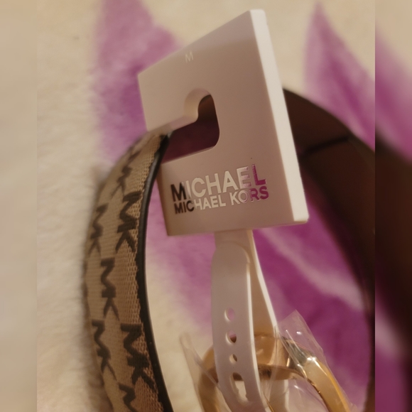 Michael Kors Signature Logo Print Belt Size M - Picture 4 of 6